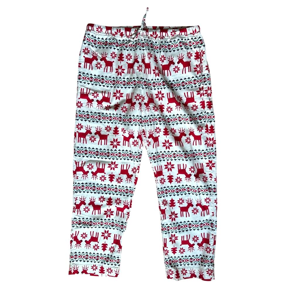 Hanna Andersson Mens Reindeer Print Flannel Cotton Pajama Pants Size Large